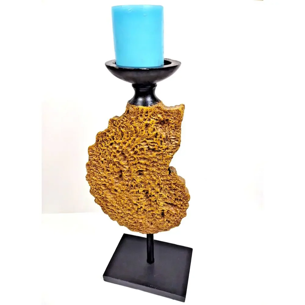 Vintage Nautical Sculpted Conch Shell Pillar Candle Holder 18